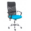 Silla Gontar respaldo malla negro asiento turquesa