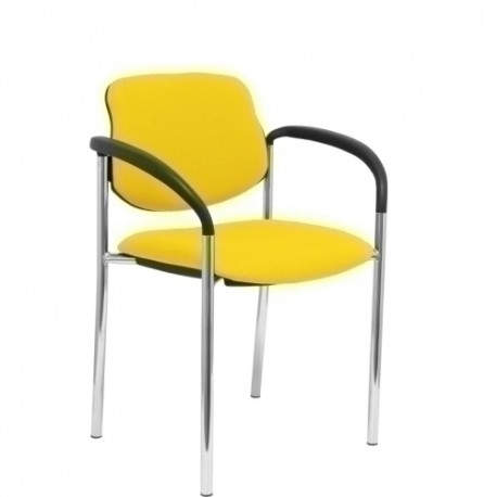 Silla fija Villalgordo bali amarillo chasis cromo con brazos
