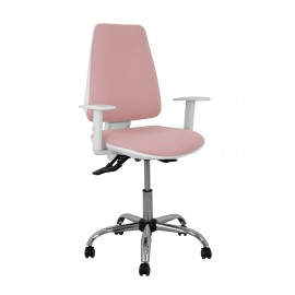 Silla Elche blanca asincro bali rosa brazos regulables ruedas de parqué