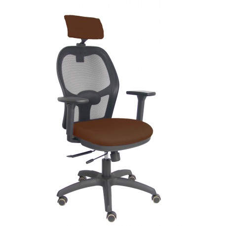 Silla Jorquera traslack malla negra asiento bali marrón brazos 3D cabecero regulable