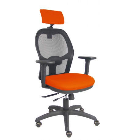 Silla Jorquera traslack malla negra asiento bali naranja brazos 3D cabecero regulable