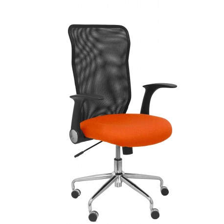 Silla Minaya respaldo malla negro asiento bali naranja oscuro