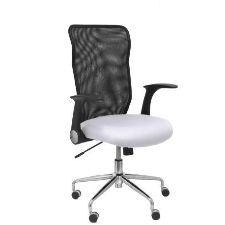 Silla Minaya respaldo malla negro asiento bali blanco
