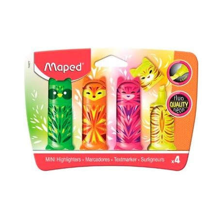 MAPED MARCADOR MINI FRIENDS SURTIDO FLUORESCENTE EN ESTUCHE DE 4