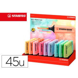 STABILO EXPOSITOR 45 MARCADORES FLUORESCENTES BOSS ORIGINAL COLORES PASTEL SURTIDOS