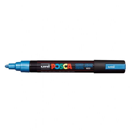 UNIBALL MARCADOR POSCA PC-5M NO PERMANENTE PUNTA FORMA DE BALA 1,8 - 2,5 MM AZUL METÁLICO