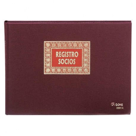 LIBRO DE REGISTROS REGISTRO SOCIOS FOLIO APAISADO 100 HOJAS NUMERADAS DOHE 09914