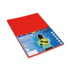 PAQ. 100H PAPEL FABRISA 80GR A4 ROJO