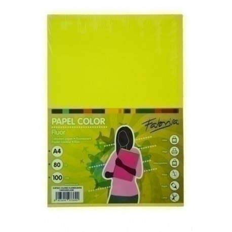PAPEL COLOR FABRISA A4 80g 100h SURT.FLU
