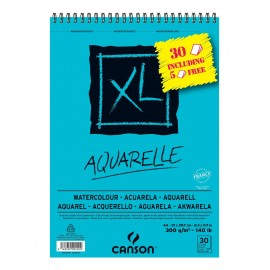 CANSON BLOC ACUARELA AQUARELLE FINO XL ESPIRAL 25 + 5(GRATIS) HOJAS 300GR 21X29,7CM