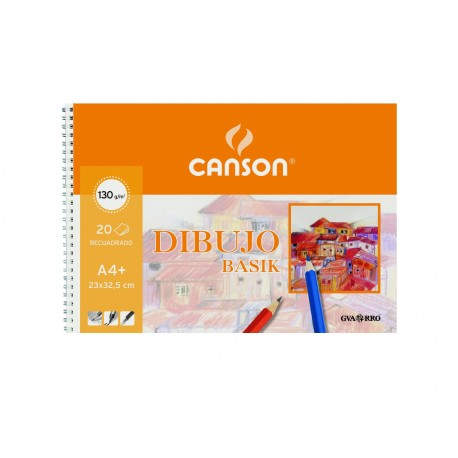 CANSON BLOC DIBUJO BASIK ESPIRAL MICROPERFORADO 20 HOJAS LISO 130 GR. 23X32,5CM -10U-
