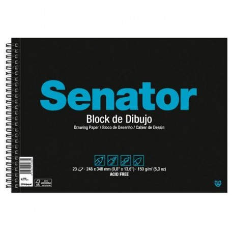 SENATOR BLOCK DIBUJO ESPIRAL 20 HOJAS 150 GR SIN RECUADRO FOLIO PROLONGADO