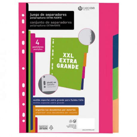 JUEGO SEPARADORES POLIPROPILENO PASTEL EXTRA FUERTE 6 POSICIONES CARCHIVO 49060699