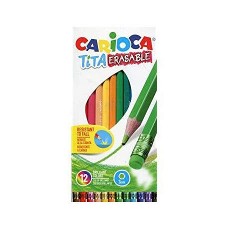 CARIOCA LÁPICES DE COLORES TITA CON GOMA - CAJA DE 12 COLORES