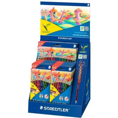 LAPICES DE COLORES STAEDTLER WOPEX ECOLOGICO EXPOSITOR DE 20 CAJAS DE 12 COLORES Y 5 CAJAS DE 24 COLORES