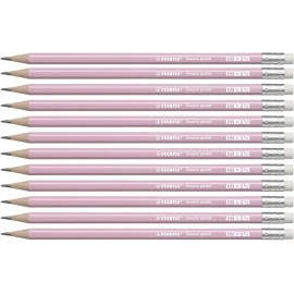 STABILO LAPIZ GRAFITO CON GOMA SWANO PASTEL ROSA -12U-