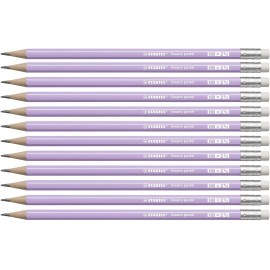 STABILO LAPIZ GRAFITO CON GOMA SWANO PASTEL LILA -12U-