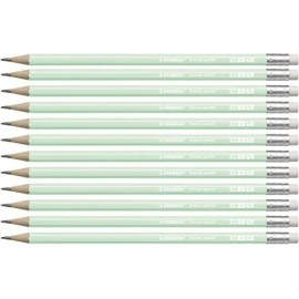 STABILO LAPIZ GRAFITO CON GOMA SWANO PASTEL VERDE -12U-