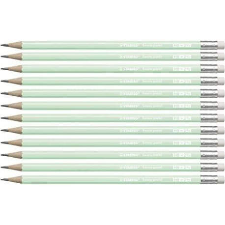 STABILO LAPIZ GRAFITO CON GOMA SWANO PASTEL VERDE -12U-