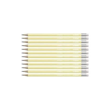 STABILO LAPIZ GRAFITO CON GOMA SWANO PASTEL AMARILLO -12U-