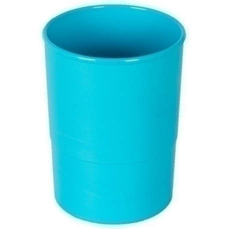 PORTA LAPICES PLASTICO REDONDO AZUL
