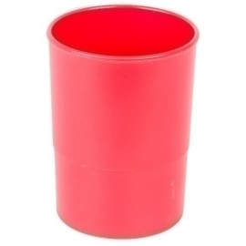 PORTA LAPICES PLASTICO REDONDO ROJO