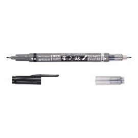 Tombow Fudenosuke Twin pluma fuente Negro, Gris 1 pieza(s)