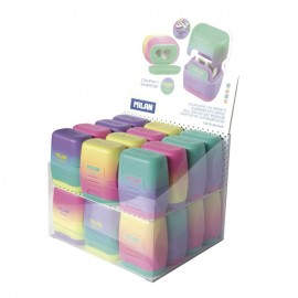 MILAN SACAPUNTAS COMPACT SUNSET DOBLE CON DEPÓSITO 4 COLORES EXPOSITOR -24U-