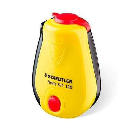 STAEDTLER AFILALÁPICES CON DEPÓSITO DISEÑO NORIS AMARILLO/NEGRO SURTIDO -CAJA 12U-