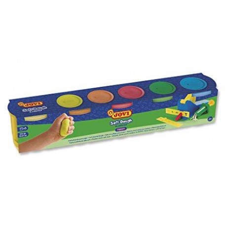 JOVI PLASTILINA SOFT DOUGH BLANDIVER 5 BOTES DE 110GR COLORES NEÓN EN ESTUCHE