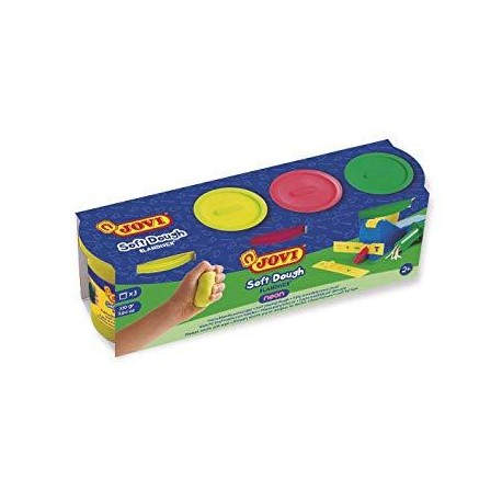 JOVI PLASTILINA SOFT DOUGH BLANDIVER 3 BOTES DE 110GR COLORES NEÓN EN ESTUCHE