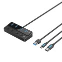 VENTION - Vention Hub USB 3.0 CHWBF/ 4xUSB/ 1xUSB Tipo-C PD/ Incluye cable Carga USB Macho - USB Tipo-C Macho - CHWBF