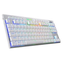 REDRAGON - REDRAGON K621W-RGB-SP RD teclado USB + RF Wireless + Bluetooth QWERTY Español Plata, Blanco - k621w-rgb-sp rd