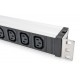 Digitus Regleta de enchufes con perfil de aluminio, 9 enchufes, entrada IEC C14