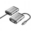 Vention Conversor TFAHB/ 1xUSB/ 1xHDMI/ 1xVGA/ 1xUSB Tipo-C PD/ 15cm/ Gris