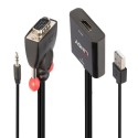 Lindy 38284 adaptador de cable de vídeo VGA (D-Sub) + 3,5mm HDMI + USB Negro