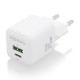 AISENS Cargador GaN 25W, 1xUSB-C PD3.0 QC4.0, 1xUSB-A QC3.0, Blanco