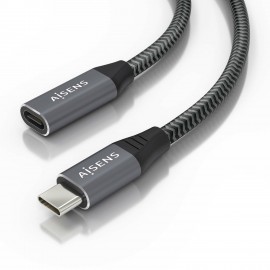 AISENS Cable USB 3.2 Gen2x2 Aluminio 20Gbps 8K@30Hz 5A 100W, Tipo USB-C/M-USB-C/H, Gris, 1.5 m