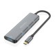 AISENS Hub USB 3.2 Gen2 10G USB-C, USB-C/M-1xUSB-C/H-3xUSB-A/H, Gris, 15 cm