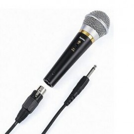 Hama | Micrófono dinámico con una conexión de 6,3mm y un cabe de 3m, Color negro