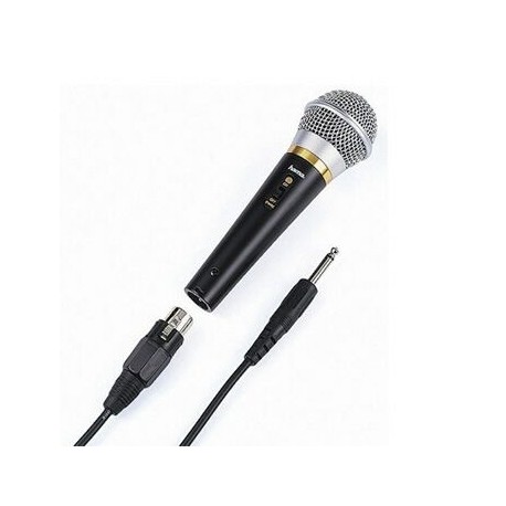 Hama | Micrófono dinámico con una conexión de 6,3mm y un cabe de 3m, Color negro
