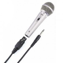 Hama | Micrófono dinámico DM40, conector jack de 3,5mm y 6,5mm, cable de 3m, Color plateado