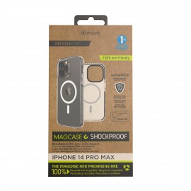MUVIT - Funda muvit recycletek magsafe shockproof 3m para apple iphone 14 pro max transparente - negra - MCSPS0021