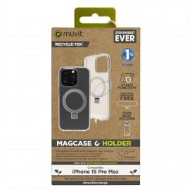 MUVIT - Funda muvit recycletek magsafe + soporte para iphone 15 pro max transparente - MCBKC0299