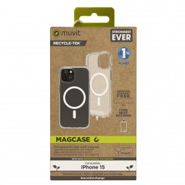 MUVIT - Funda muvit recycletek magsafe para apple iphone 15 transparente - MCBKC0294