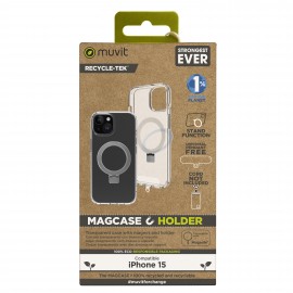 MUVIT - Funda muvit recycletek magsafe + soporte para iphone 15 transparente - MCBKC0298