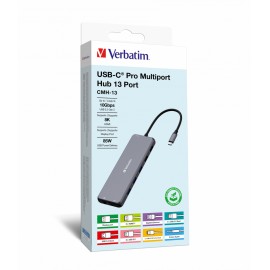 VERBATIM - Verbatim CMH-13 USB Tipo C 10000 Mbit/s Plata - 32153