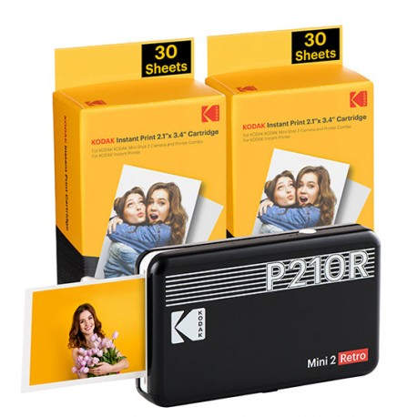 KODAK - Kodak Mini 2 Retro impresora de foto Pintar por sublimación 2,1'' x 3,4'' (5,3 x 8,6 cm) - P210RB60