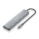 AISENS Hub USB 3.2 Gen1 5G USB-C, USB-C/M-1xUSB-C PD100W/H-1xUSB-C/H-3xUSB-A/H, Gris, 15cm