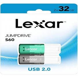 LEXAR 2X32GB PACK JUMPDRIVE S60 USB 2.0 FLASH DRIVE